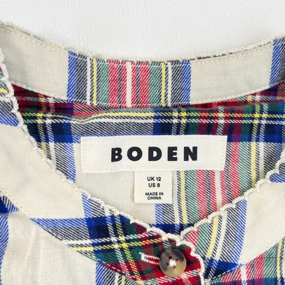 NWOT Boden Layla Brushed Cotton Top Plaid Shirt Blouse Size 8 - Picture 10 of 16